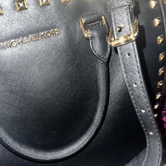 Michael Kors Black Satchel with Gold Accents - Picture 3 of 4